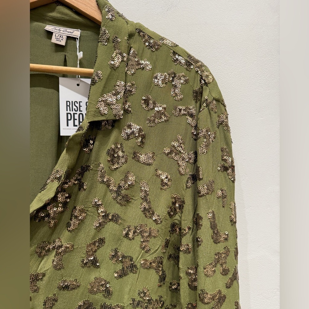 Lucky Brand olive Sequin Jacket - Picture 2 of 5